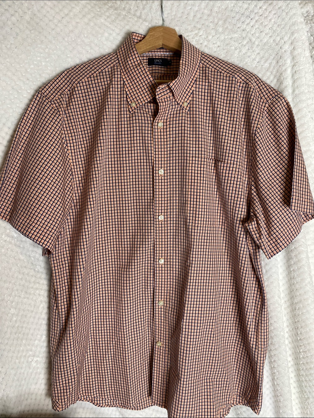 Lincs David Chu Short Sleeve Button Down Check Print Shirt